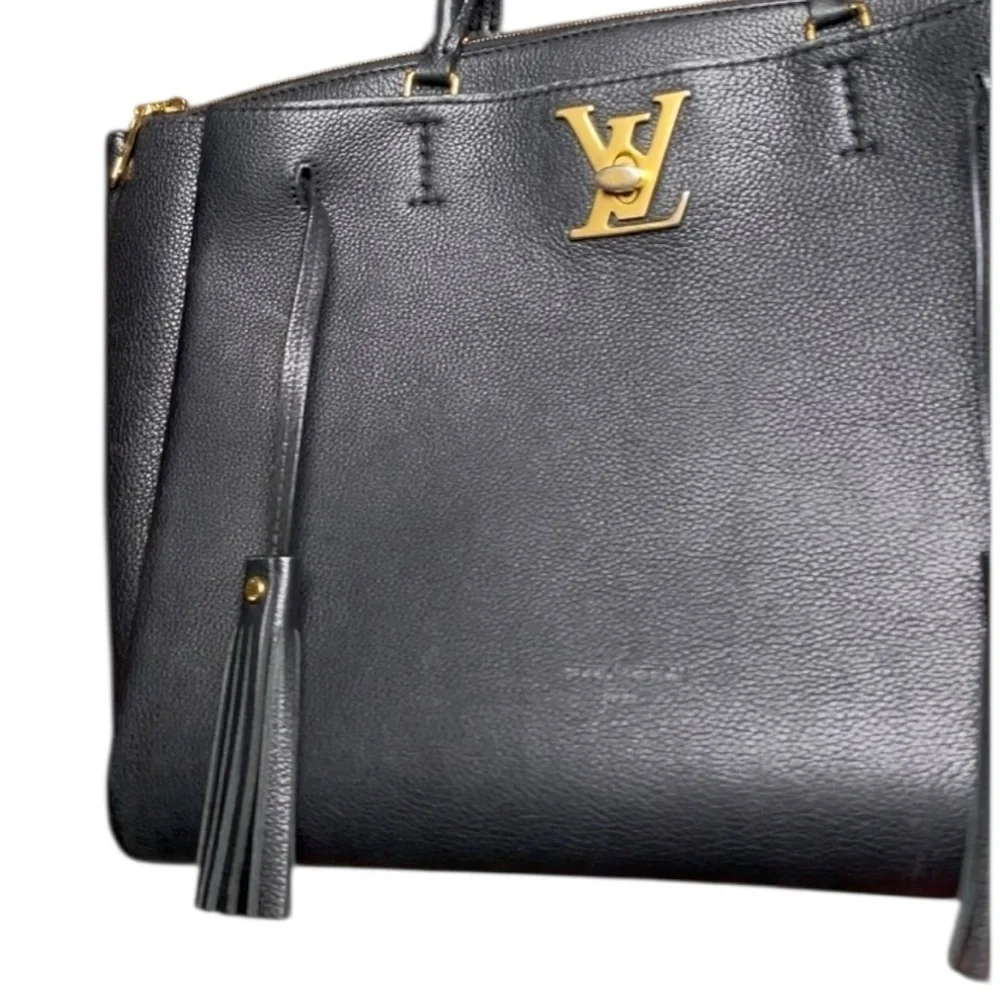 Louis Vuitton Lockmeto tote in black grained calfskin leather